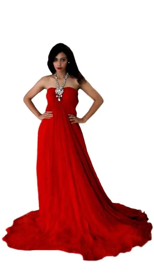 Red Gown Off Shoulder Long Gown for Party