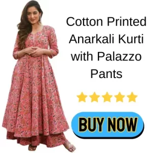 Cotton Printed Anarkali Kurti with Palazzo Pants