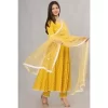 Yellow Anarkali suit with beautiful lace