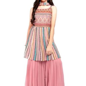 White Button Georgette Sharara Suit for Kids ? Perfect for Celebrations