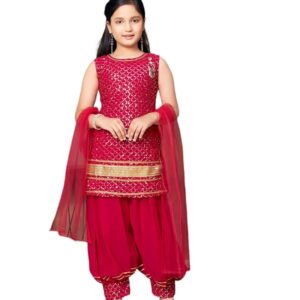 Aarika Green Kurti and Patiala Black Set with Sequins Embroidery Lace Work