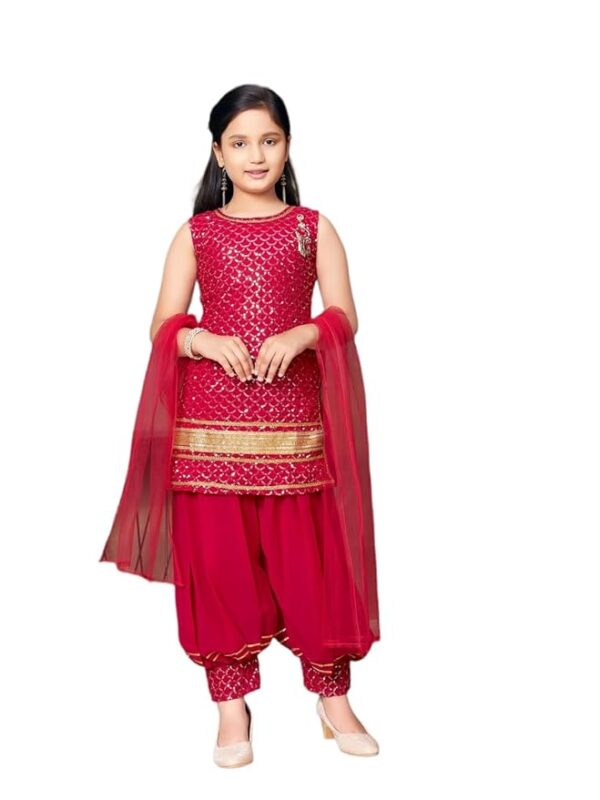 Aarika Green Kurti and Patiala Black Set with Sequins Embroidery Lace Work