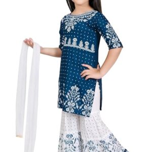 KIDS PARYANIS Rayon Kurta Sharara Set with Dupatta for Baby Girls Punjabi