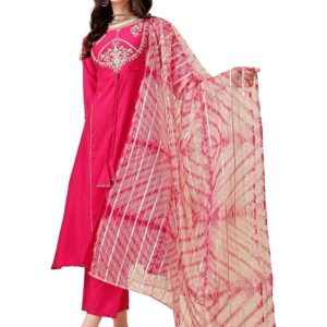 Embroidered Punjabi Suit For Girls - Kurta Palazzo with Dupatta